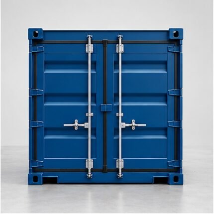 Contenedor de 10 pies Standard, vista frontal con puertas cerradas