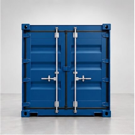 Contenedor de 20 pies Standard, vista frontal con puertas cerradas