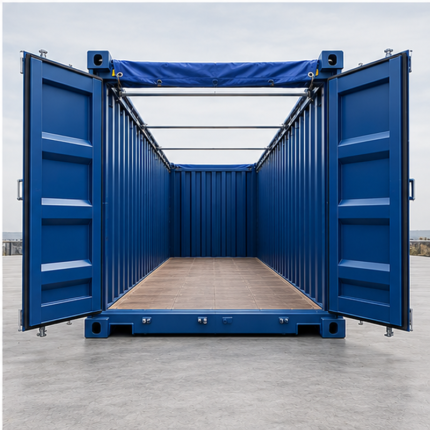 Contenedor Open Top de 40 pies con puertas abiertas y techo removible | Quantainer Barranquilla