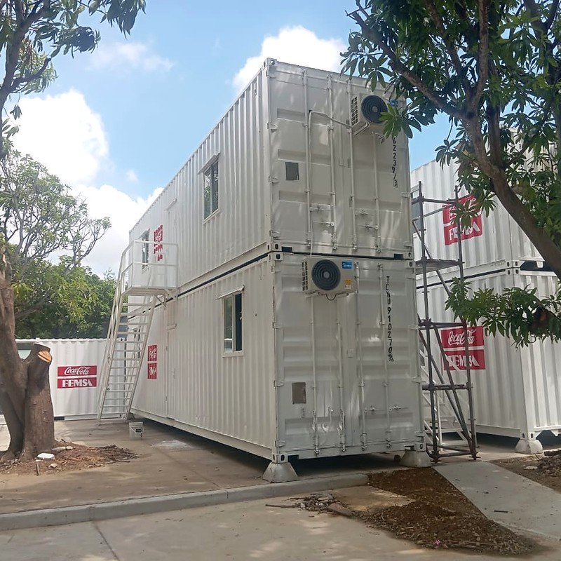 Oficina modular en contenedor de 40 pies instalada en sitio para Coca-Cola FEMSA