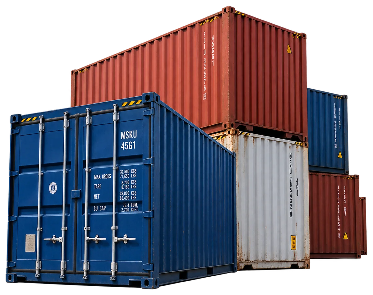 Contenedores maritimos de 20 y 40 pies apilados en patio | Quantainer Barranquilla